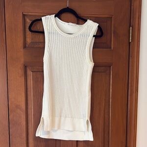 Athleta Sleeveless white crocheted knit top size small